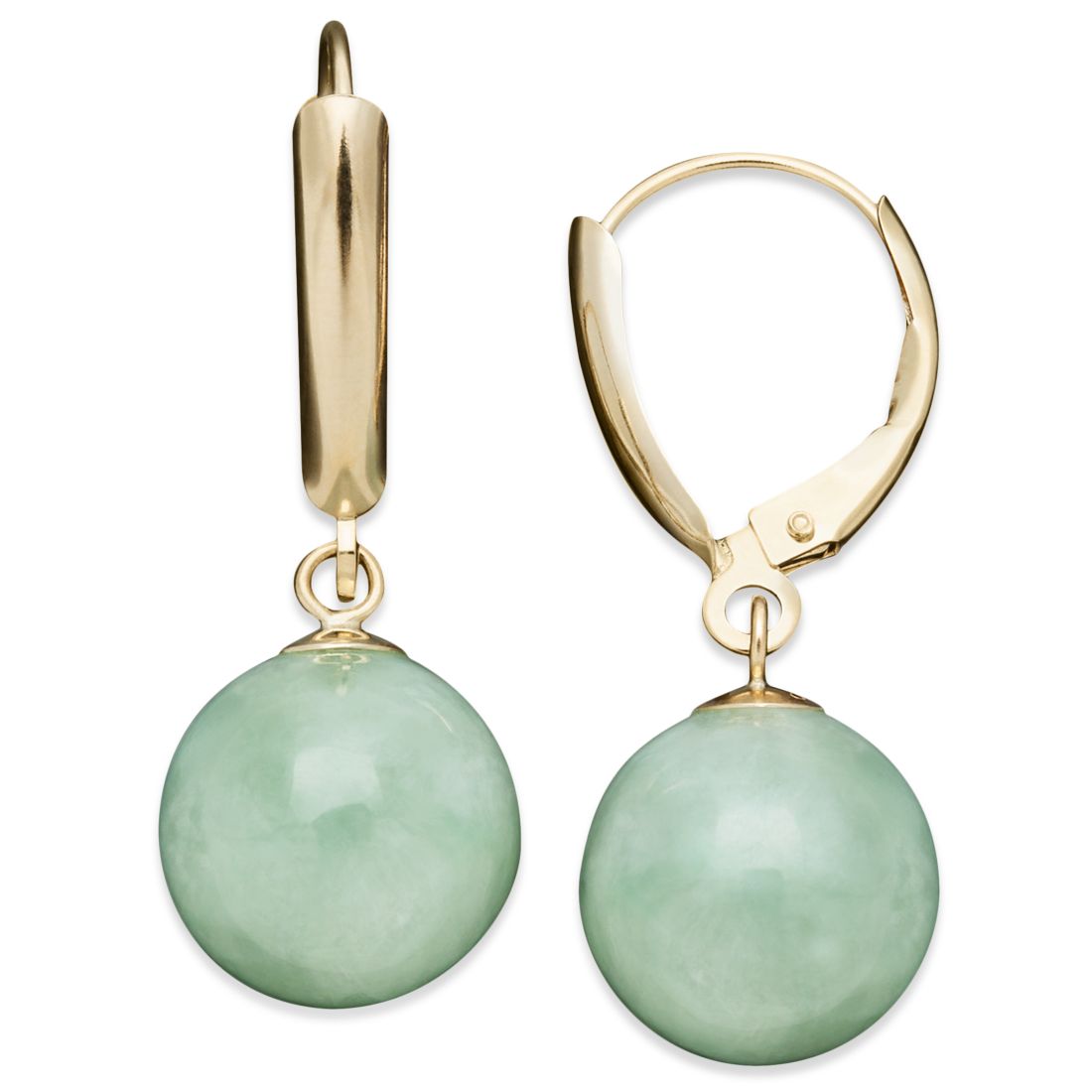 Macy's Dyed Jade Bead Drop Earrings in 14k Gold