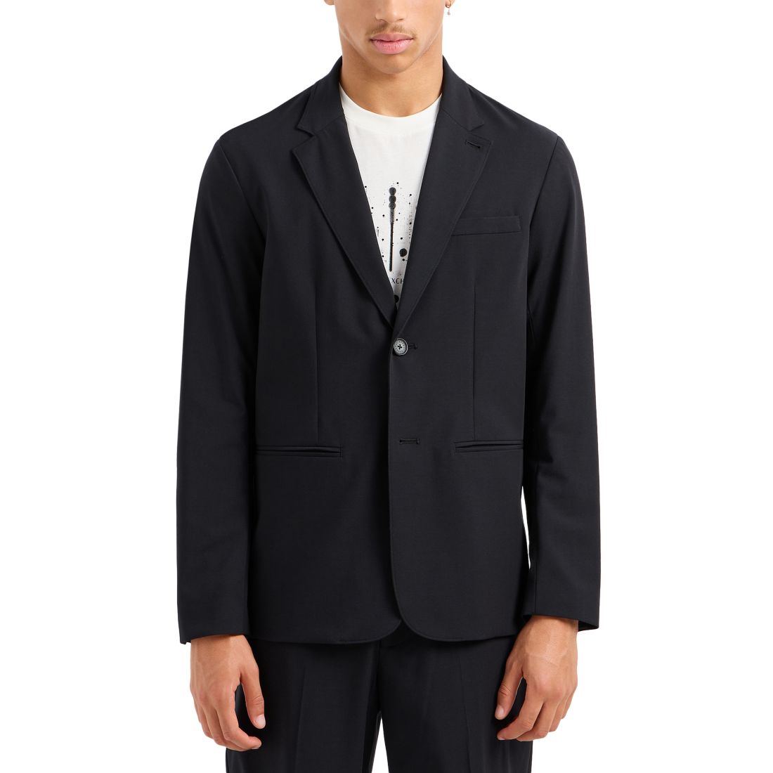 A|x Armani Exchange Men's Solid Notch Lapel Stretch Blazer