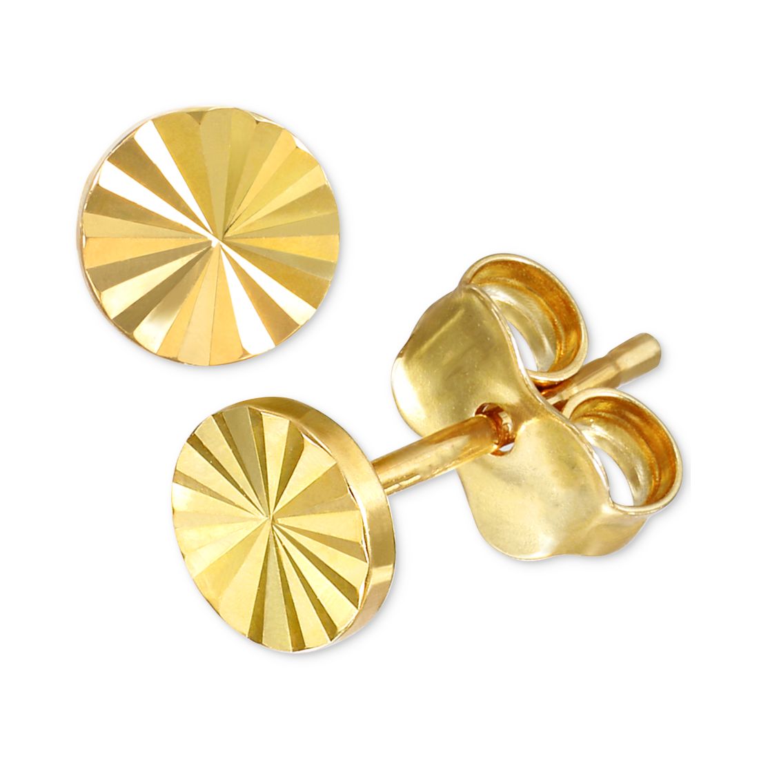 Macy's Sun Ray Texture Round Disc Stud Earrings in 10k Gold