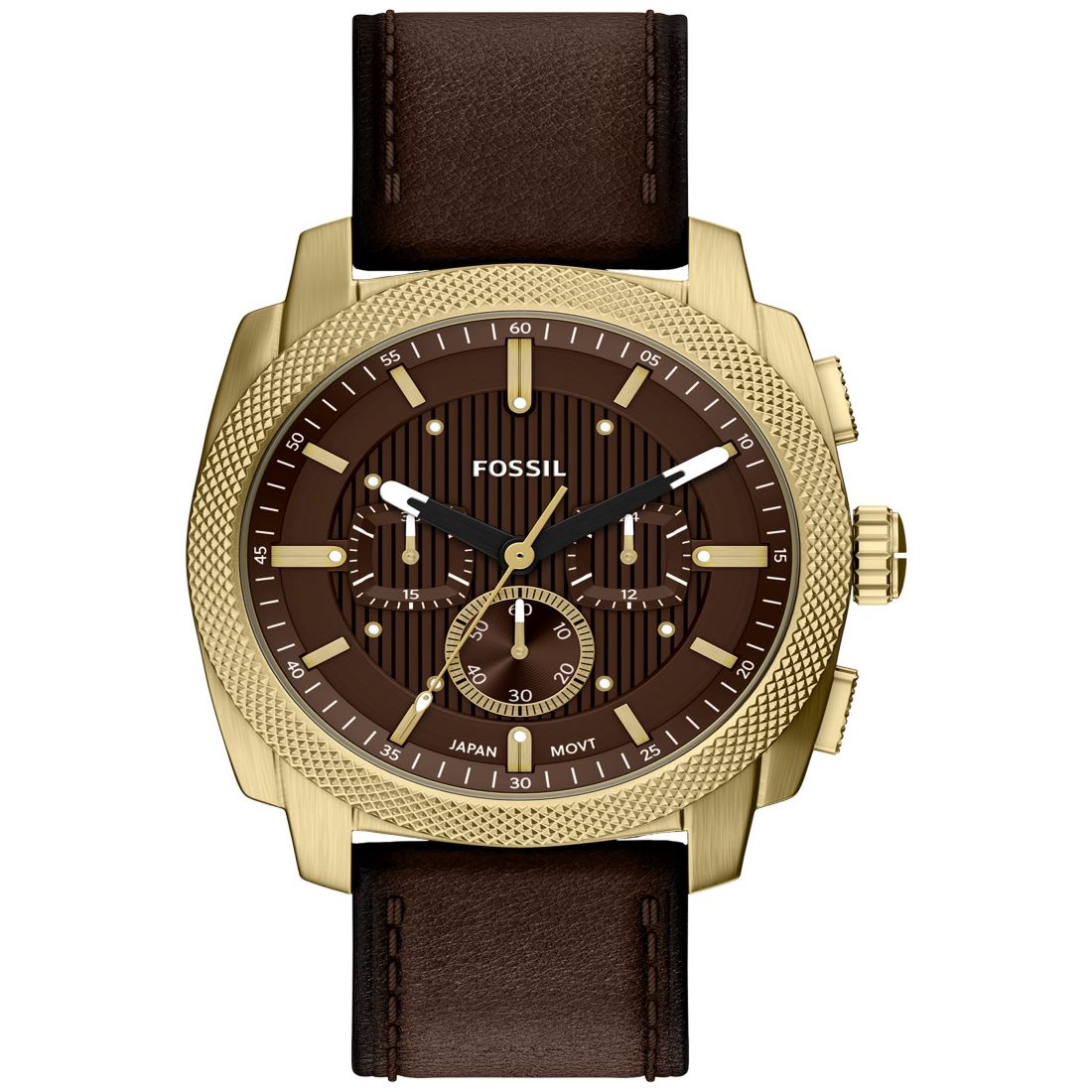 Fossil Men's Machine Chronograph Brown Leather Watch 44mm