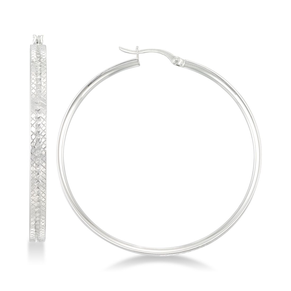 Simone I. Smith Textured Hoop Earrings in Sterling Silver