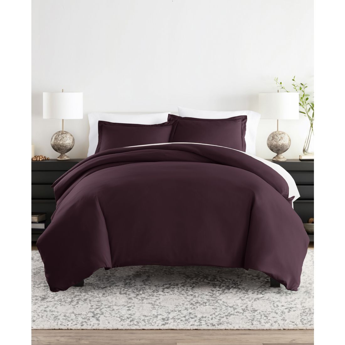 Ienjoy Home Double Brushed Solid Duvet Cover Set, Full/Queen