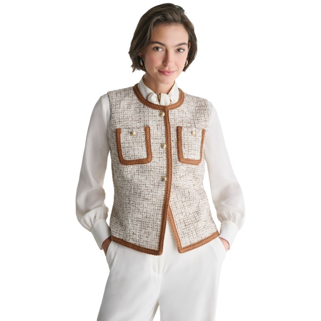 Bcbg Women's Collarless Three-Button Jacket
