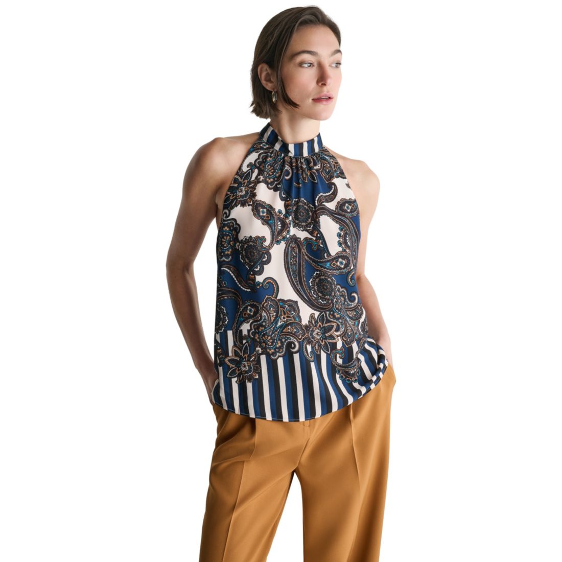 Bcbg Women's Halter Center-Back Keyhole Blouse