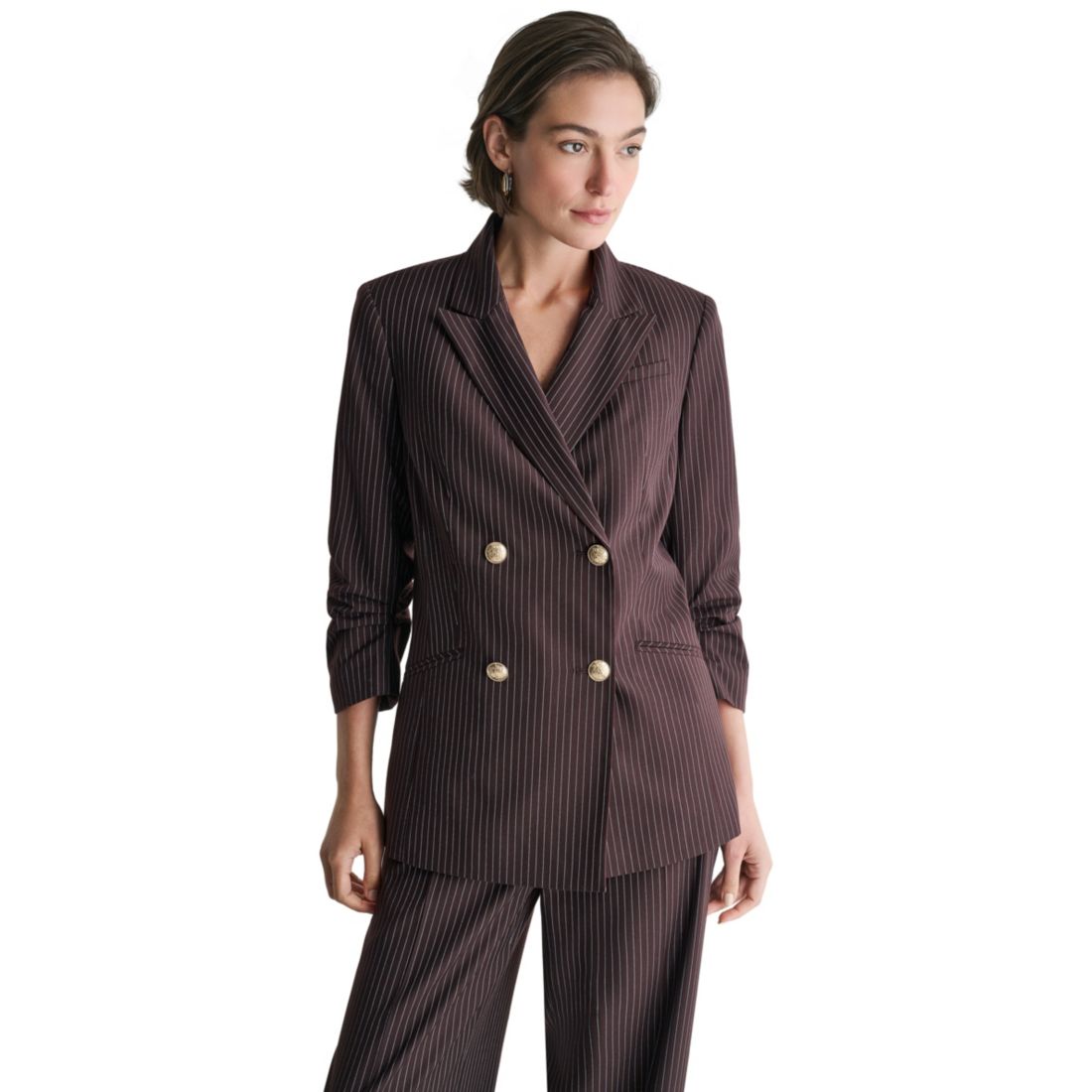 Bcbg Women's Long Double-Breasted Peak-Lapel Blazer