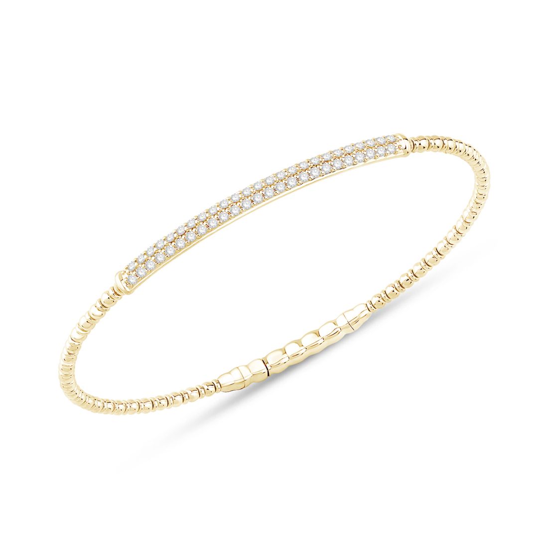 Macy's Diamond Double Row Pave Flexible Bangle Bracelet (1/2 ct. t.w.) in 10k Gold