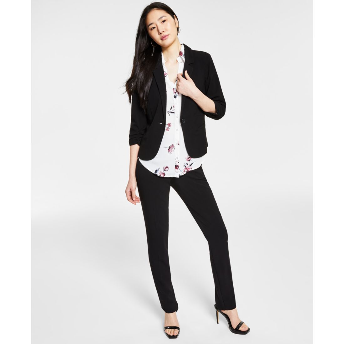 Bcx Juniors' Ruched 3/4-Sleeve Blazer