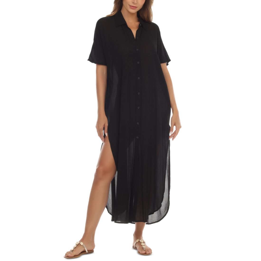 Raviya Women's Button-Down Maxi Dress Cover-Up