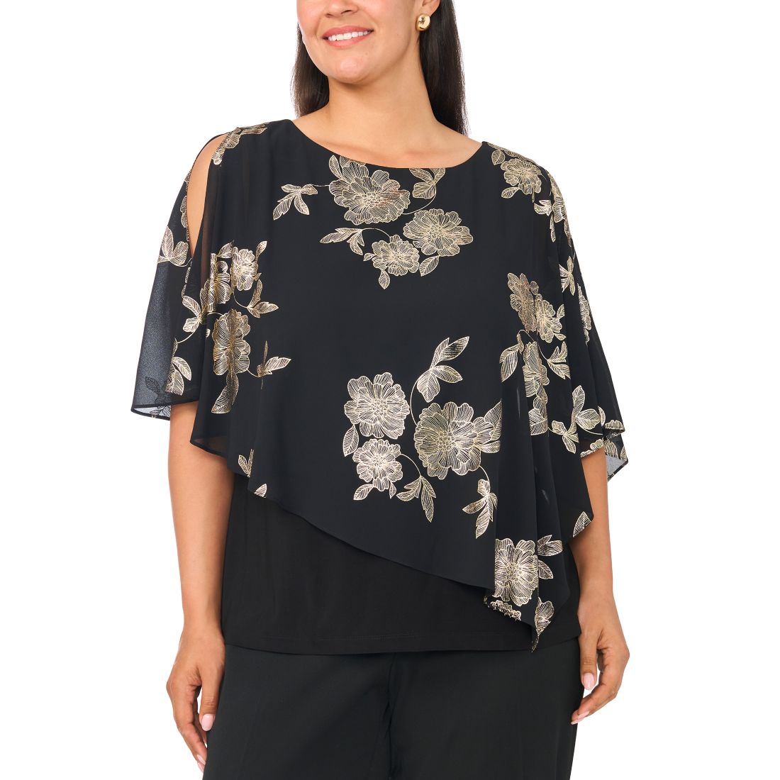 Msk Plus Size Combo Overlay Crewneck Top