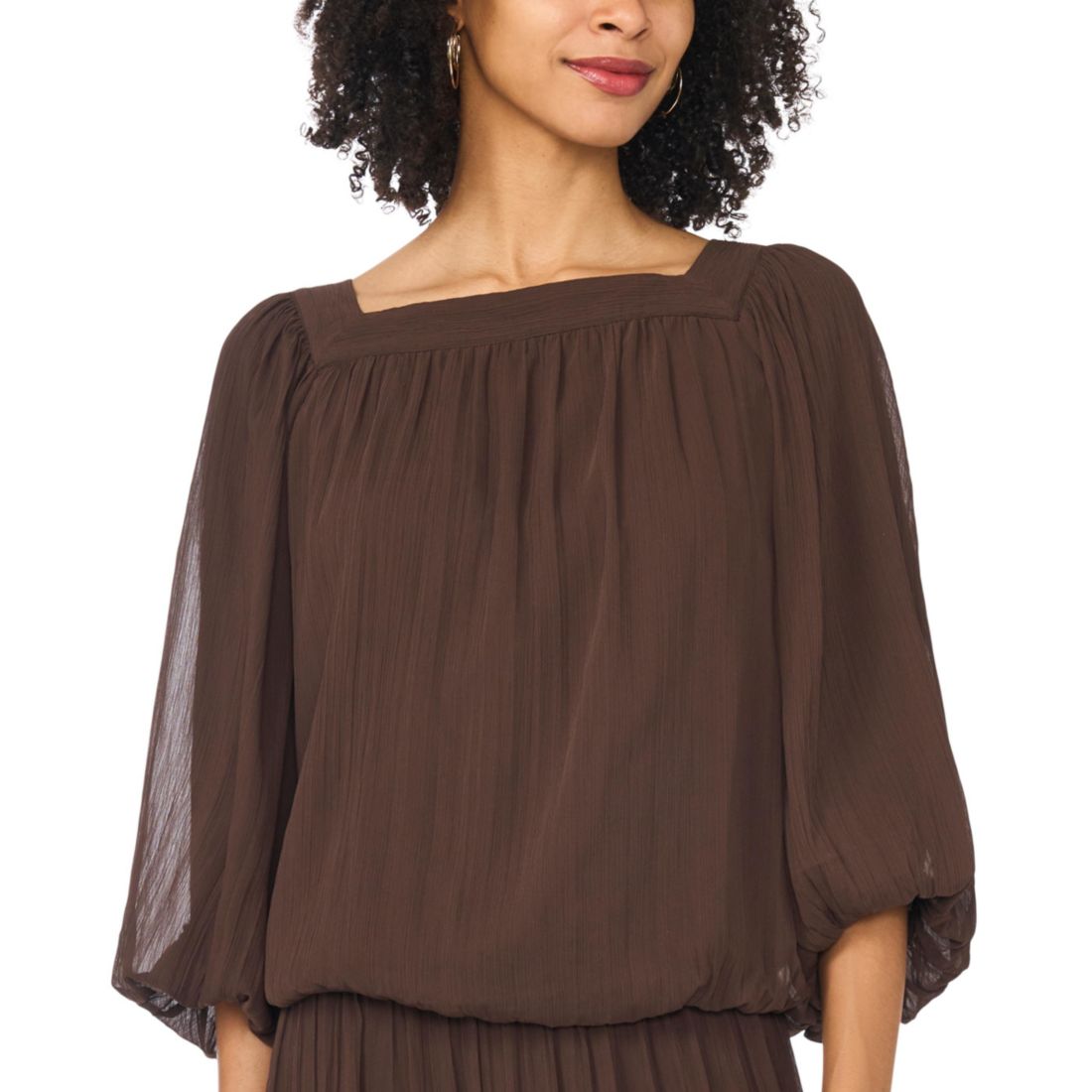 Macy's Women's Square Neck 3/4-Sleeve Bubble Blouse, Created for Macy's
