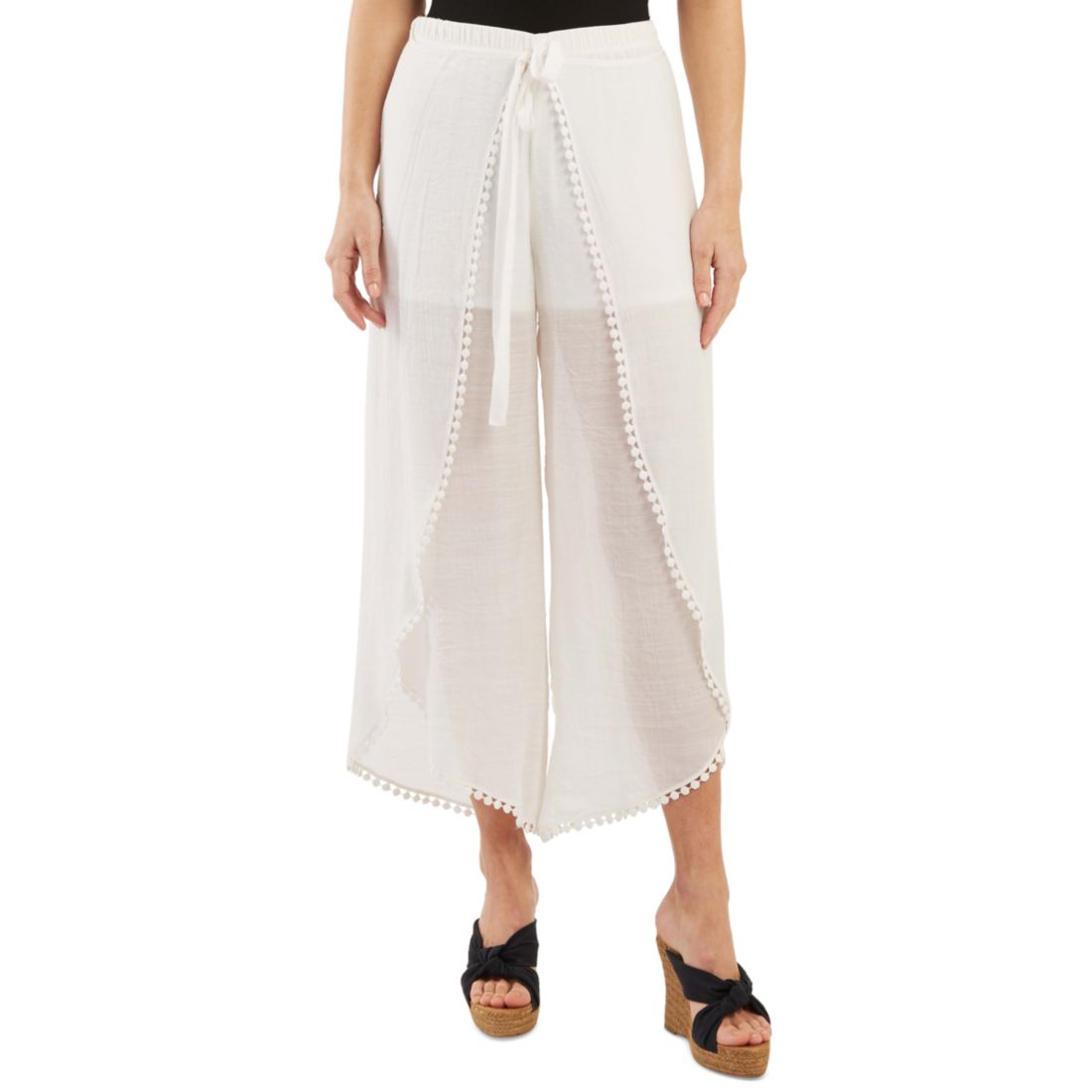 Bcx Juniors' Tie-Front Gauze Cropped Pants