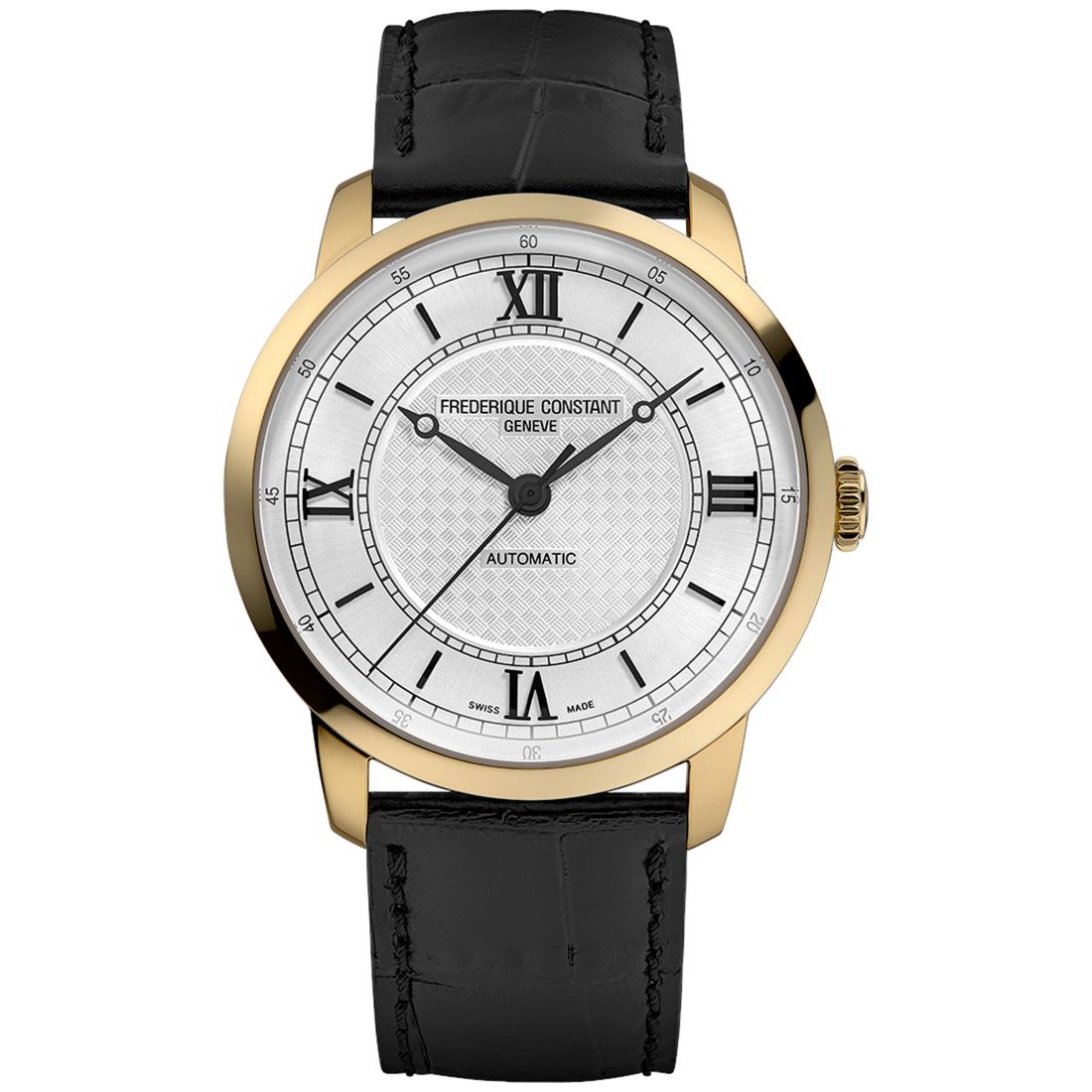 Frederique Constant Men's Swiss Automatic Classics Premiere Black Leather Strap Watch 39mm