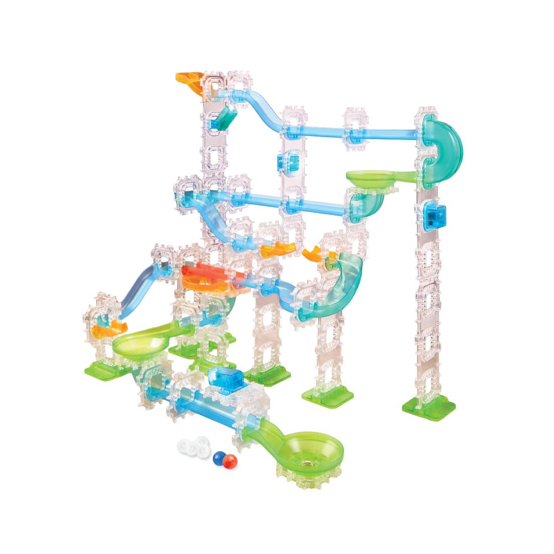 Discovery Kids Mindblown Glow Roll Marble Run Light-Up Construction Set, 92-Pieces