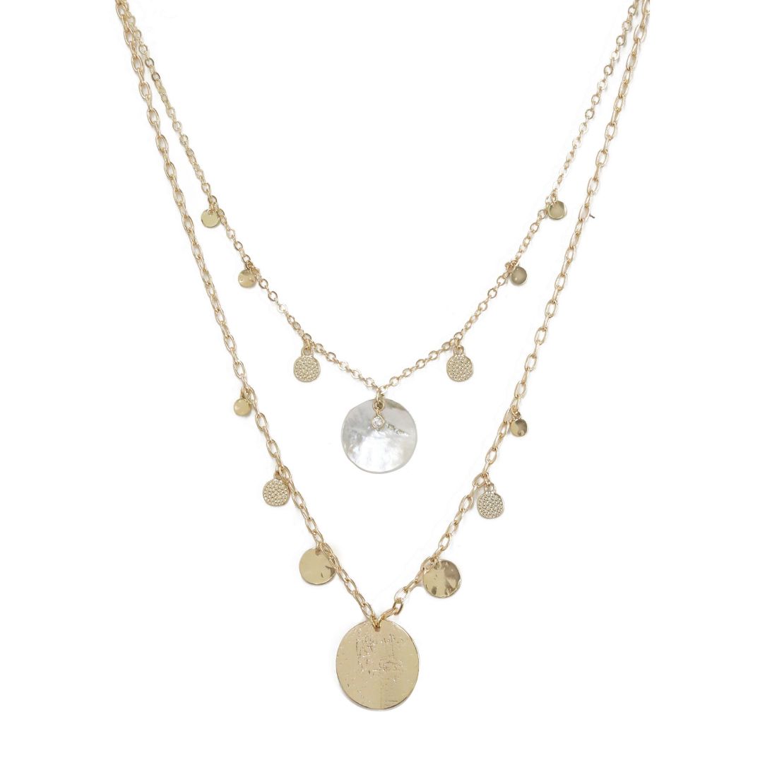 Ettika Pacific Princess Layered Shell Disc Necklace Set