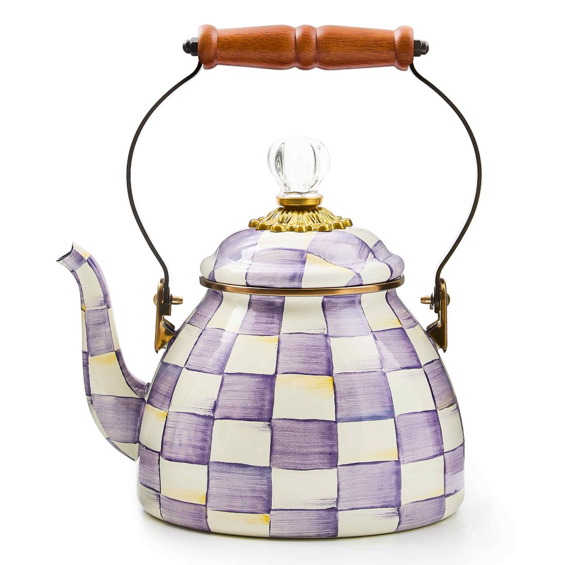 Mackenzie-childs Violet Check 2-Quart Handmade Tea Kettle