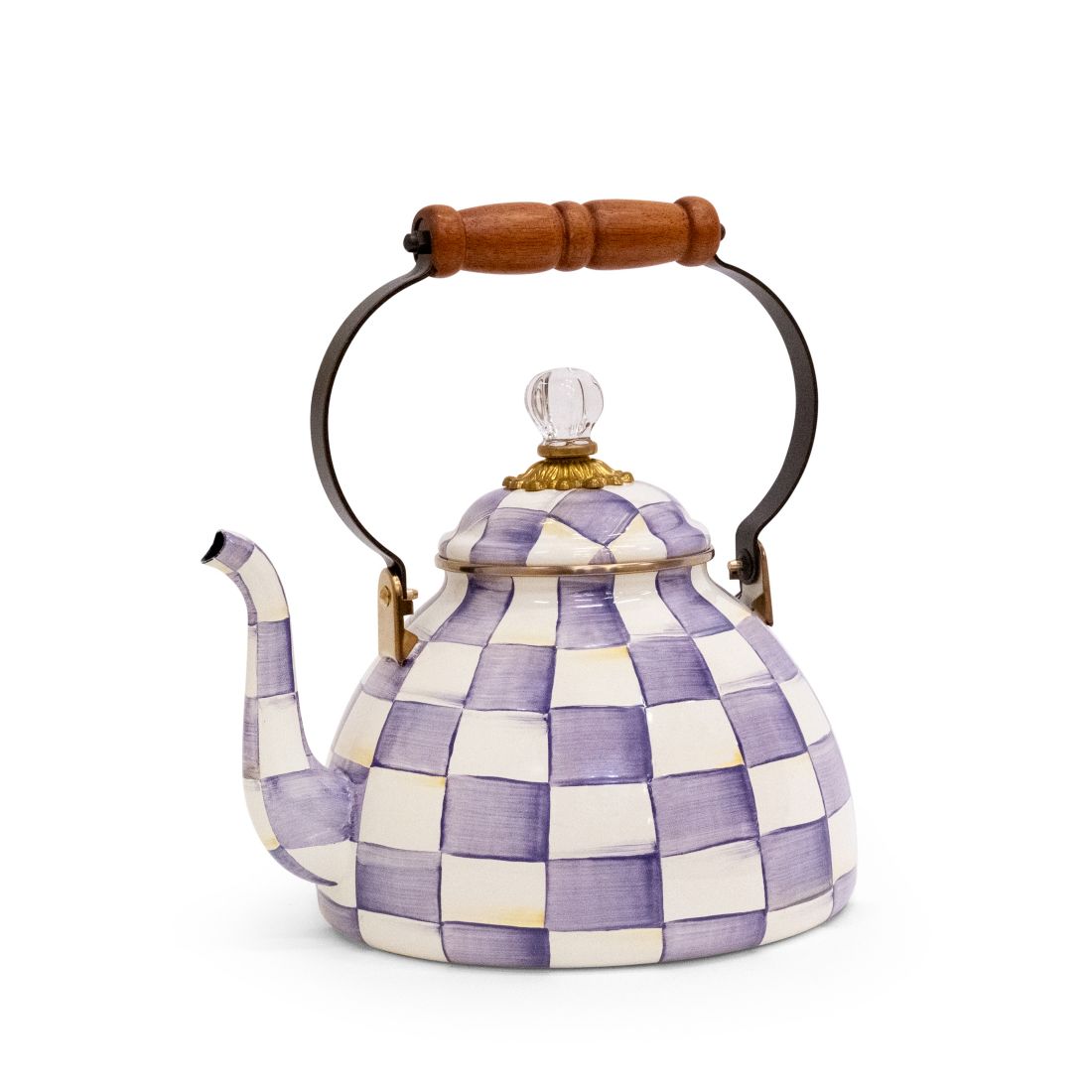 Mackenzie-childs Violet Check 120 oz. Handmade Tea Kettle