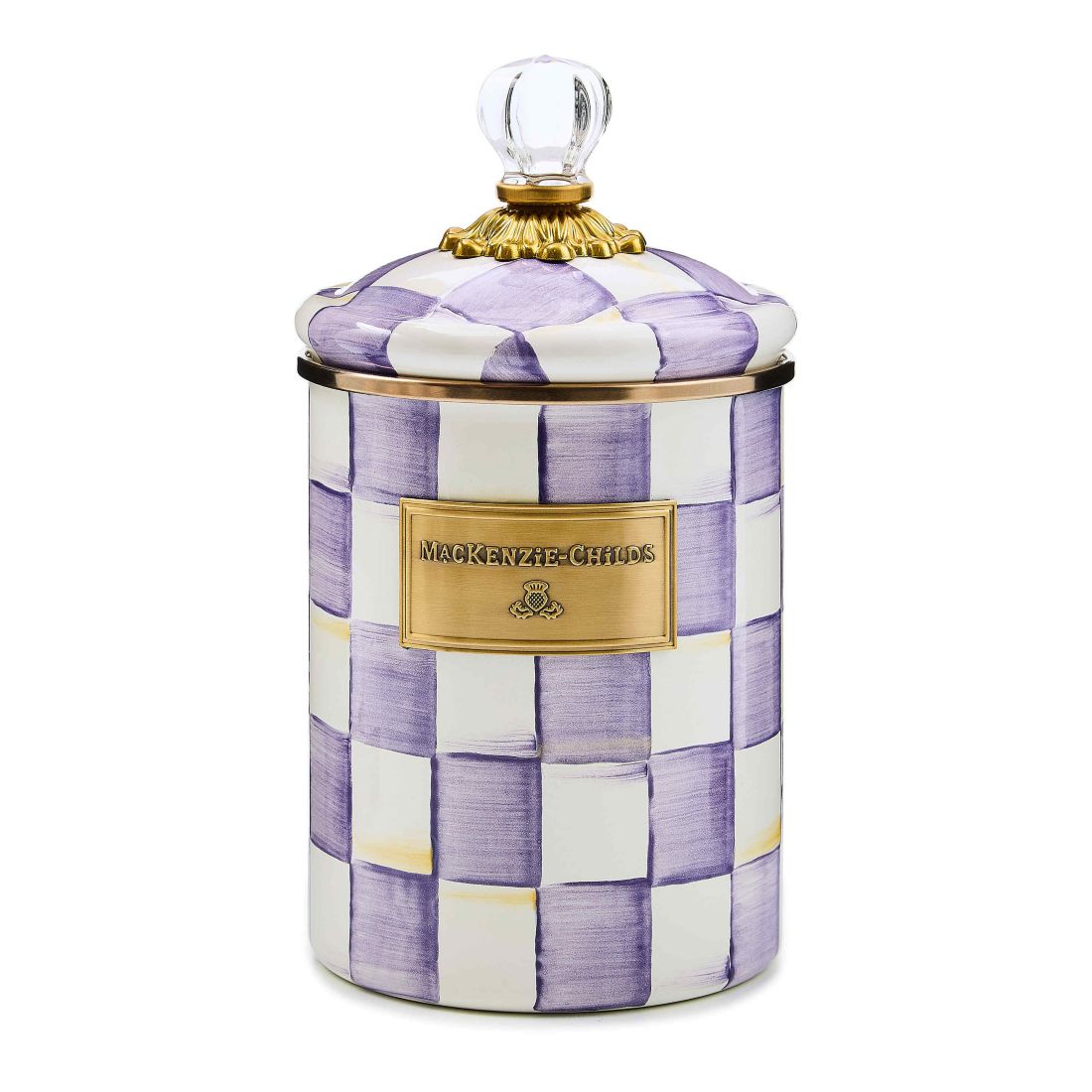 Mackenzie-childs Violet Check Medium Canister