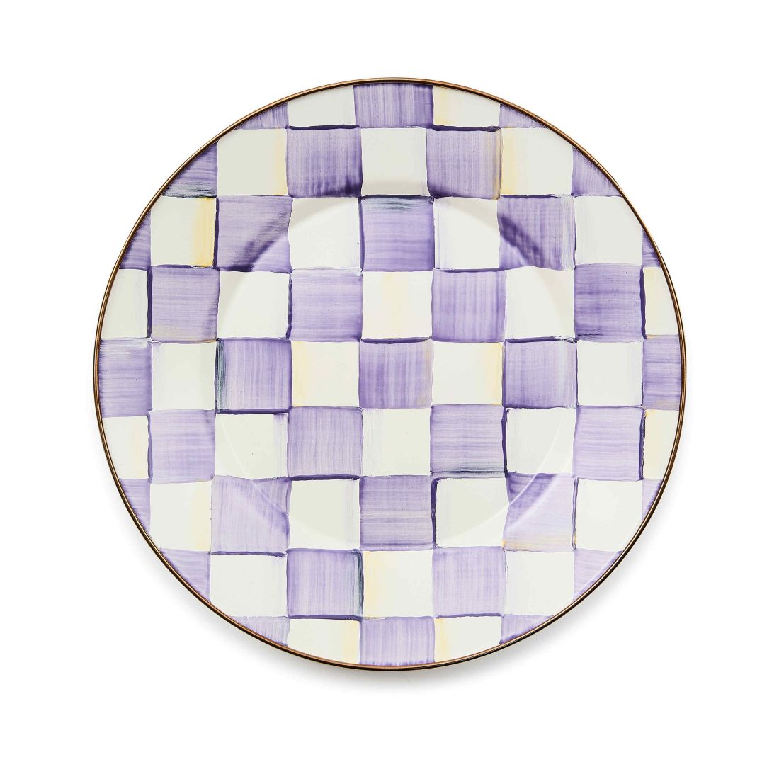 Mackenzie-childs Violet Check Handmade Dinner Plate
