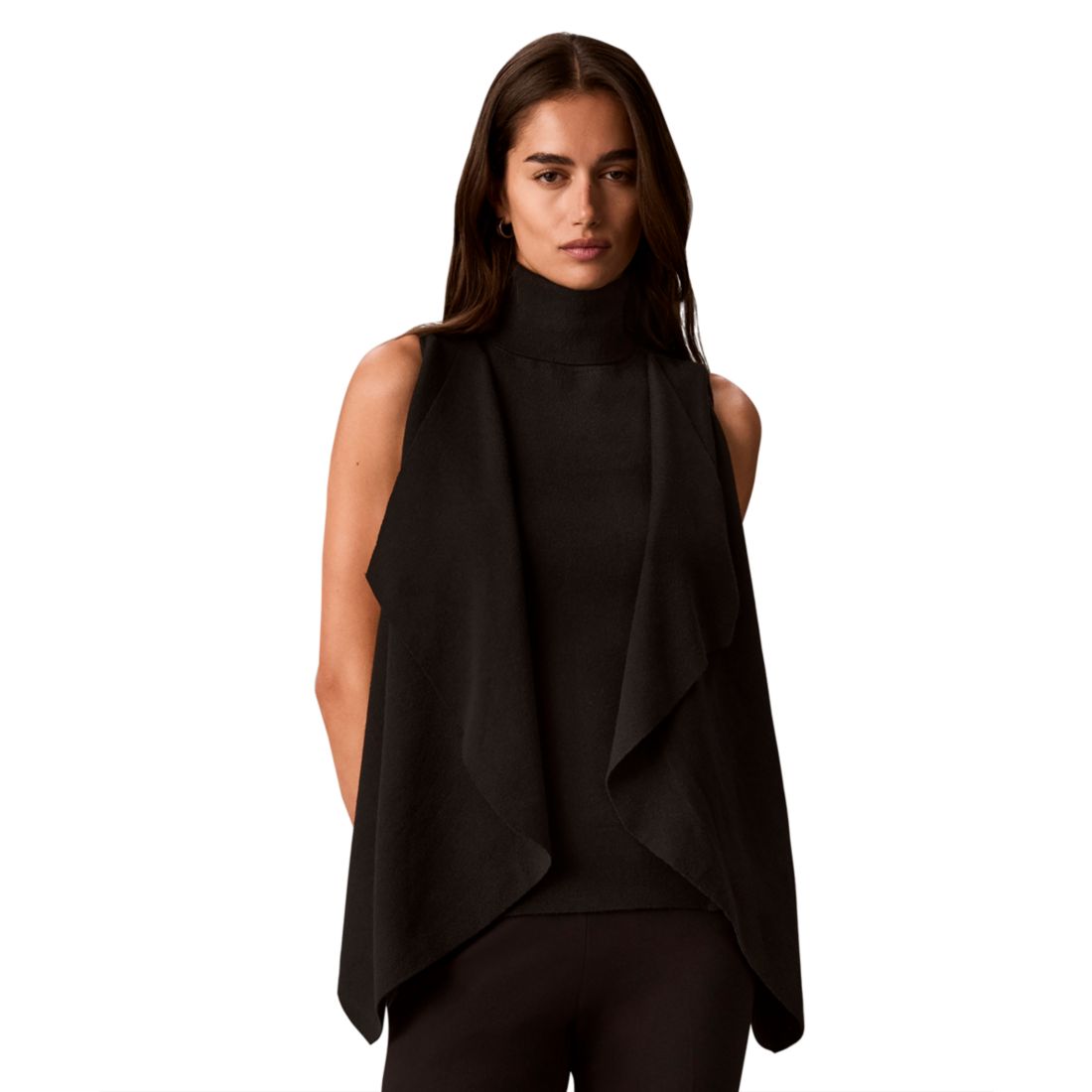 Calvin Klein Women's Drape Front Mock Neck Sleeveless Sweater