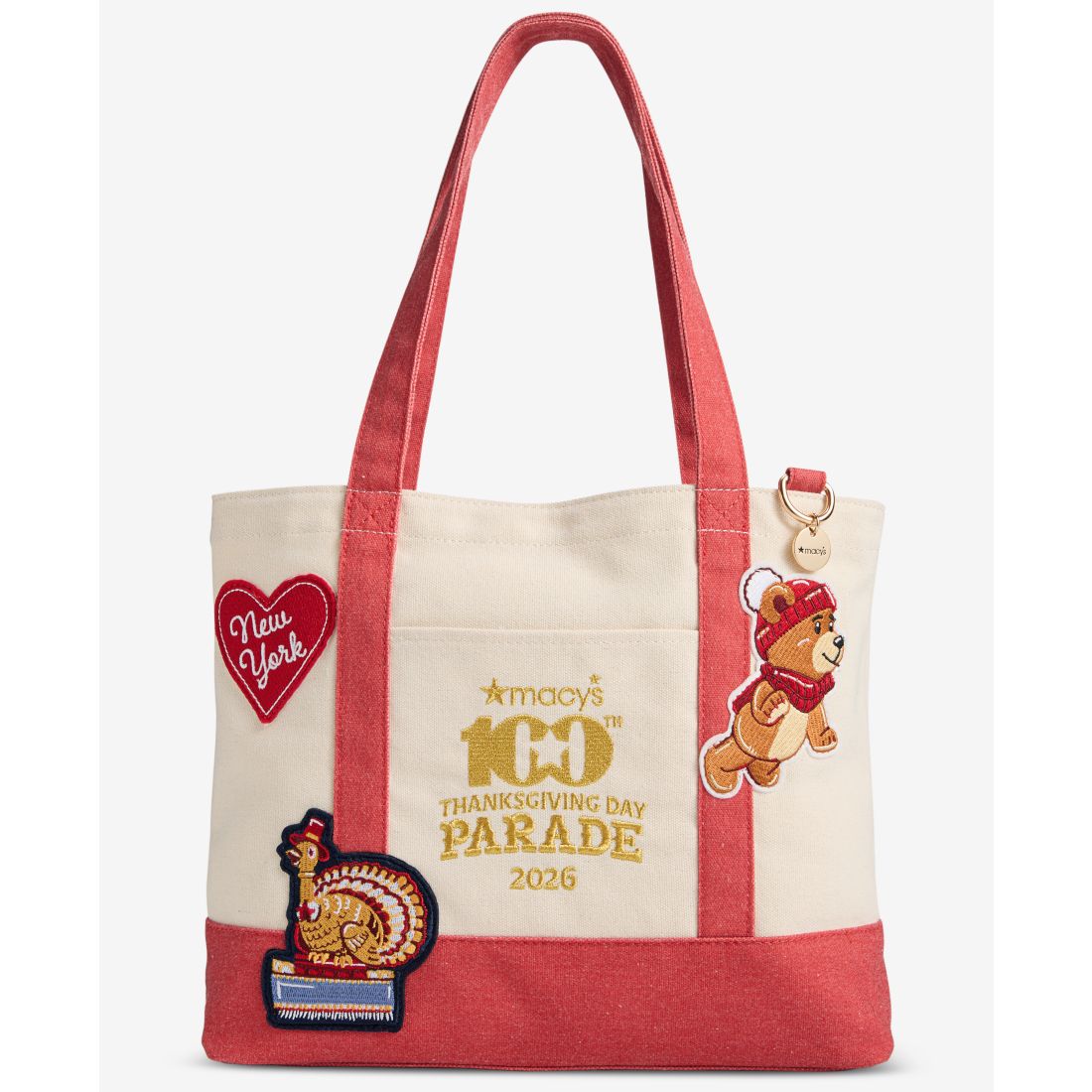 Macy's 100th Thanksgiving Day Parade Mini Balloon Character Patch Canvas Tote Bag, Macy's Exclusive