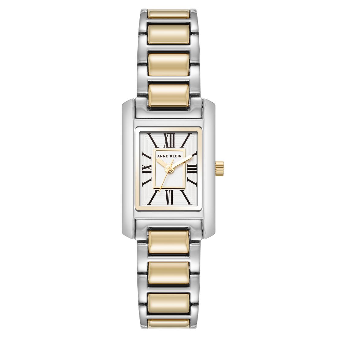 Anne Klein Women's Quartz Classic Rectangular Roman Numeral Two-Tone Alloy Metal Watch, 20mm