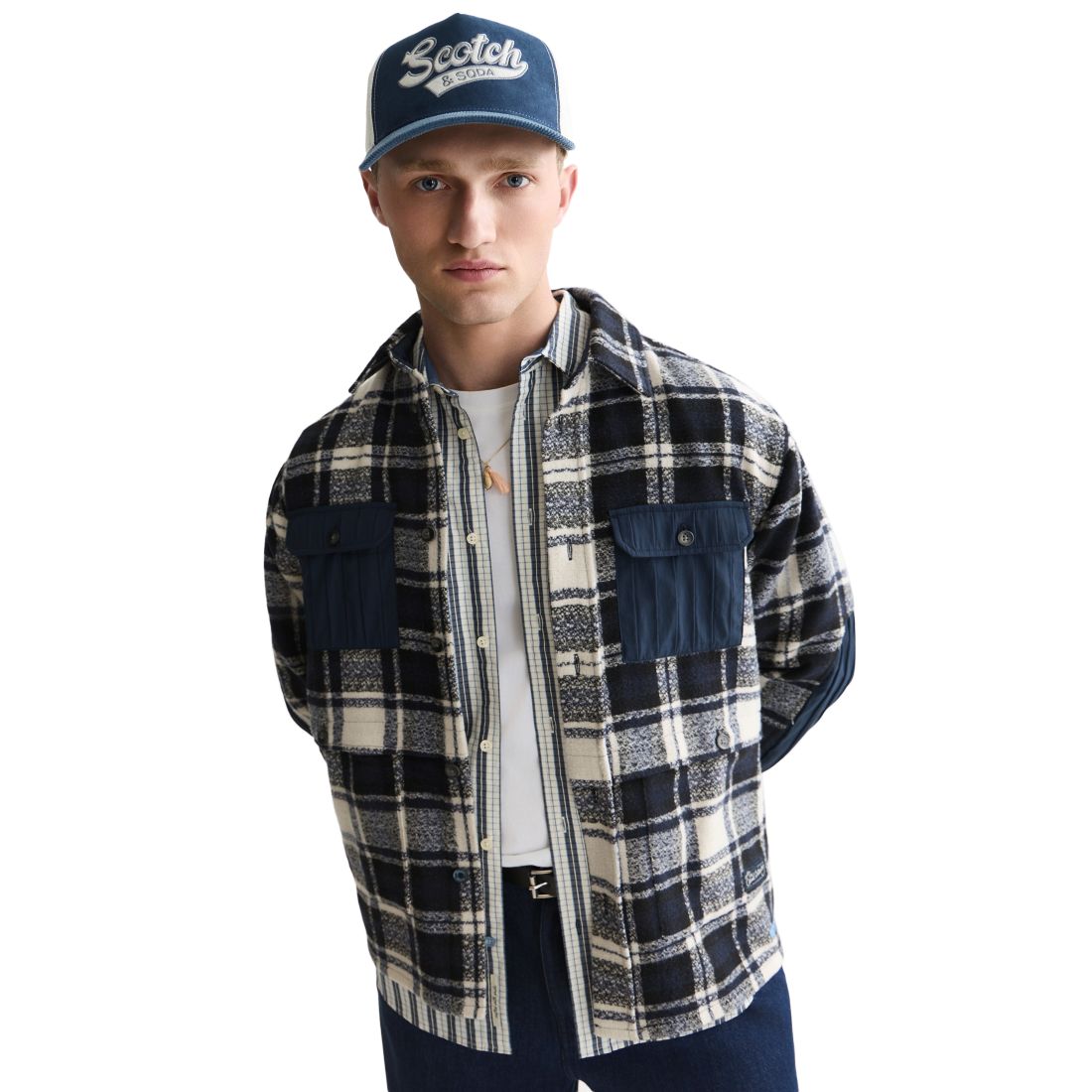 Scotch & Soda Men's Patchwork Relaxed-Fit Overshirt