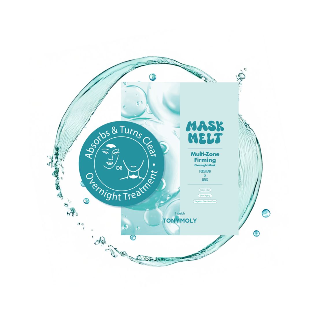 Tonymoly Mask Melt Multi-Zone Forehead + Neck Overnight Mask, 0.08 oz.