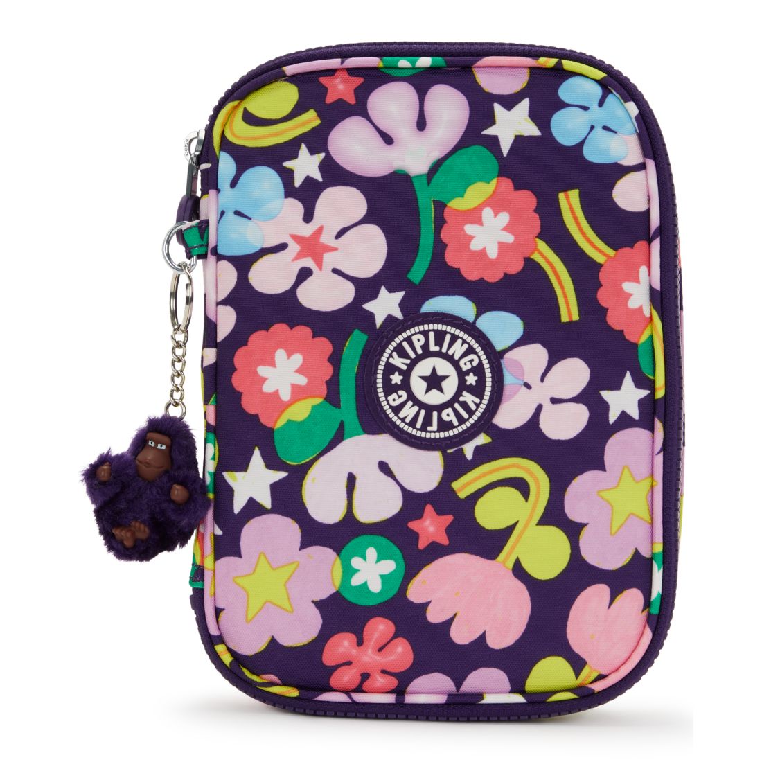 Kipling 100 Pens Aqua Flowers Zippered Pen Case