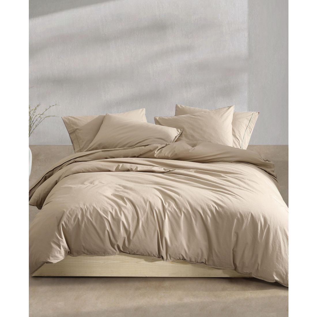 Calvin Klein Closeout! Calvin Klein Washed Percale Cotton Solid 3 Piece Comforter Set, Queen