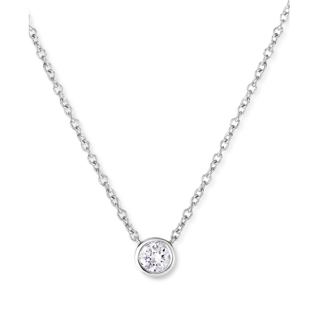 Forever Grown Diamonds Lab-Created Diamond Bezel Solitaire Pendant Necklace (1/5 ct. t.w.) in Sterling Silver, 18" + 2" extender
