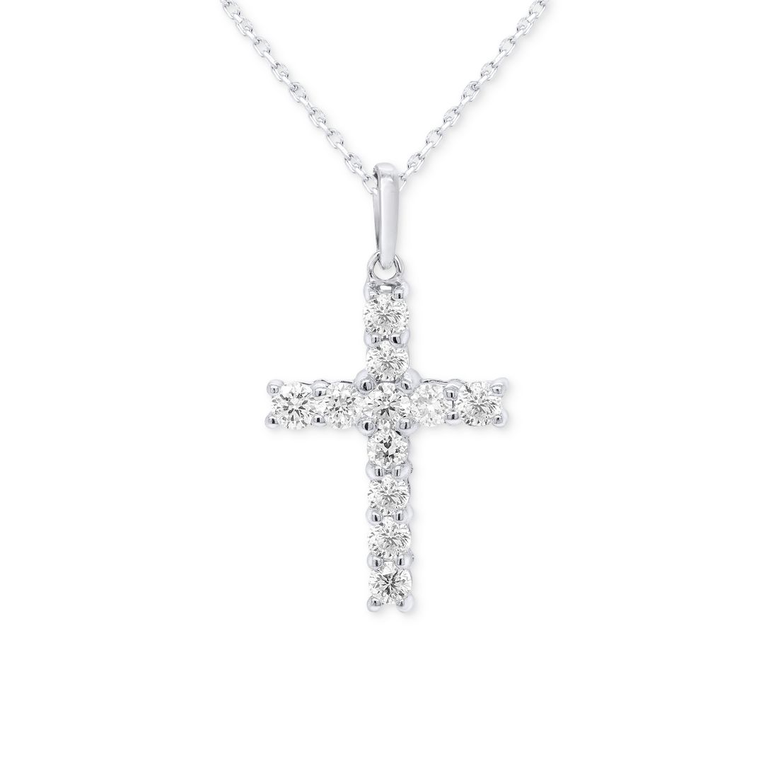 Forever Grown Diamonds Lab-Created Diamond Cross 18" Pendant Necklace (1/2 ct. t.w.) in Sterling Silver or 14K Gold-Plated Sterling Silver - Sterling