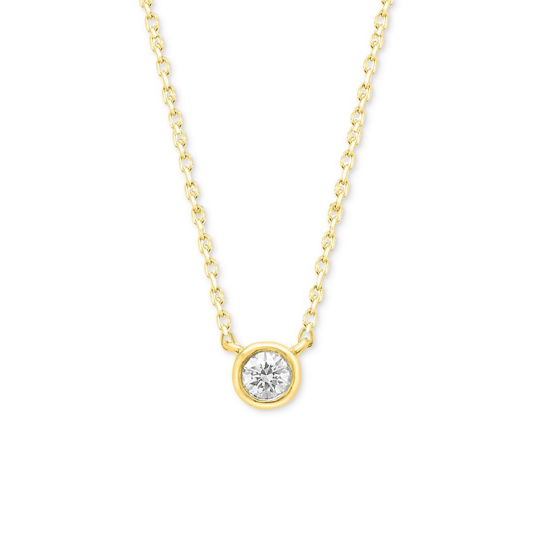 Forever Grown Diamonds Lab-Created Diamond Bezel Soltiare 18" Pendant Necklace (1/5 ct. t.w.) in 14k Gold-Plated Sterling Silver - Gold-Plated Sterlin