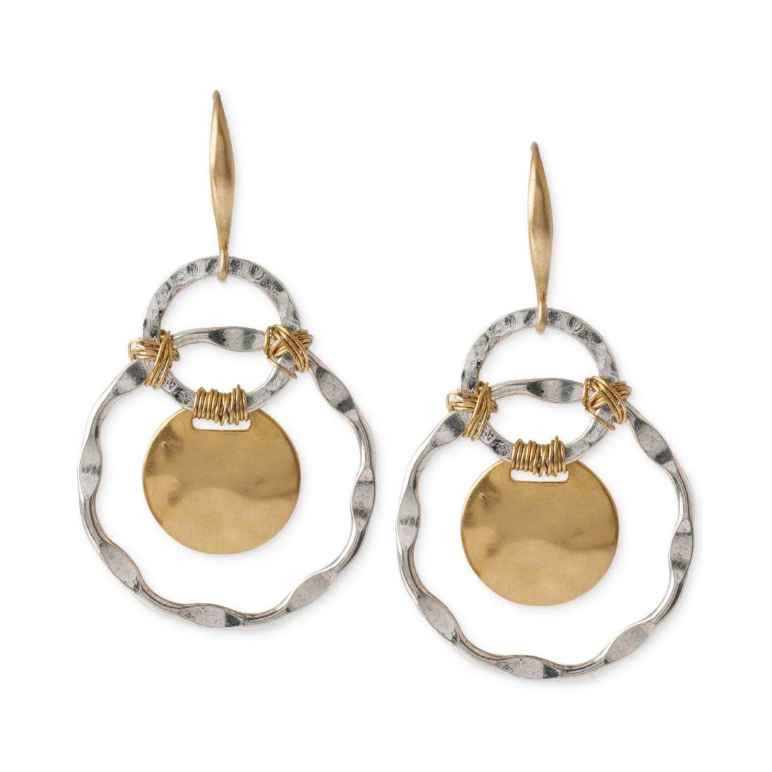 Robert Lee Morris Soho Two-Tone Wire-Wrapped Orbital Circle Drop Earrings