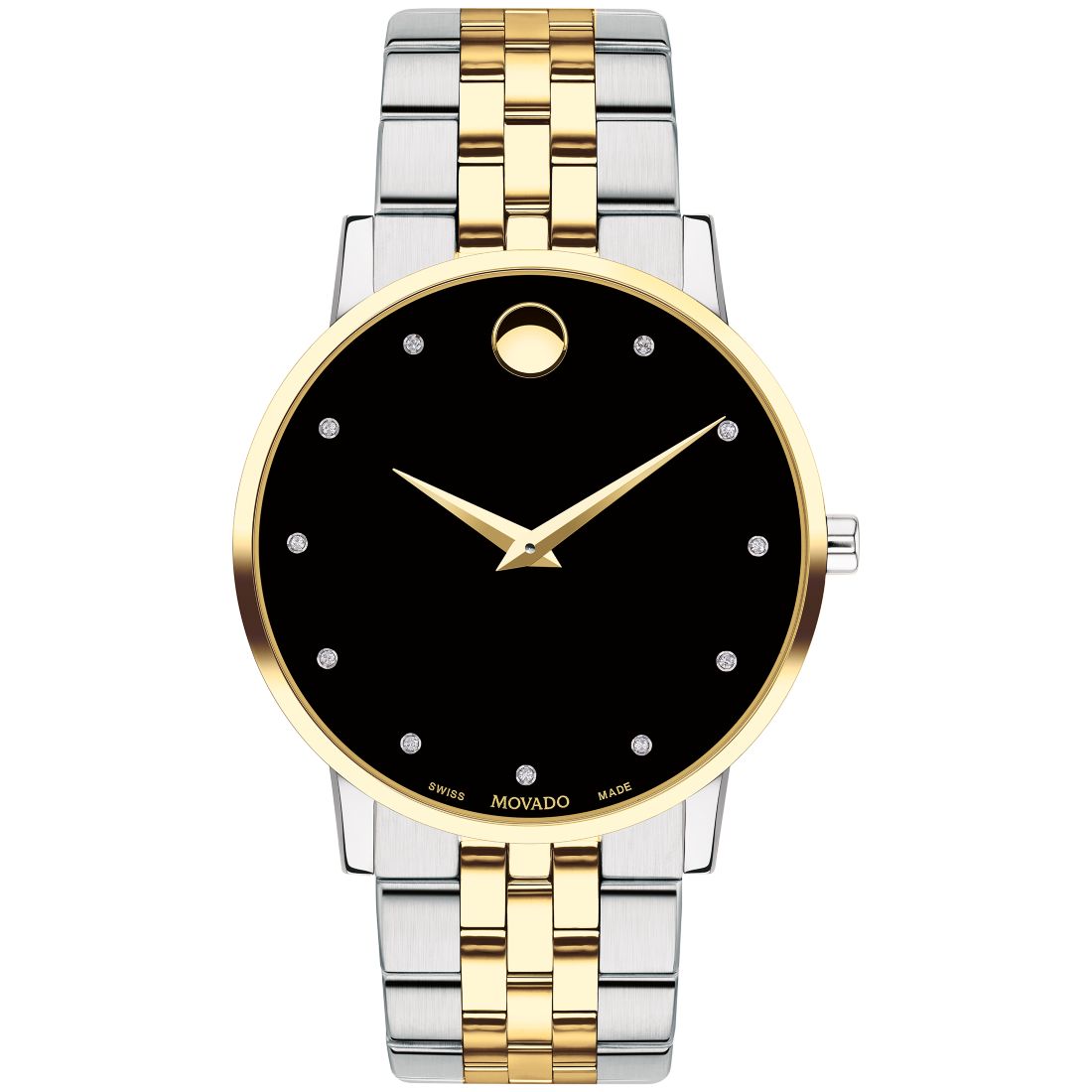 Macy s Movado Men s Swiss Museum Classic Diamond Accent Two Tone Pvd Stainless Steel Bracelet Watch 40mm available now at Haywood Mall