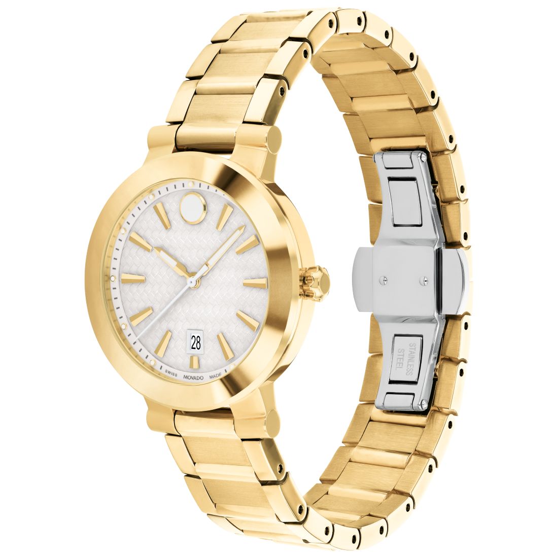 Macy s Movado Women s Vizio Swiss Quartz Light Yellow Pvd Bracelet Watch 32mm available now at Roosevelt Field