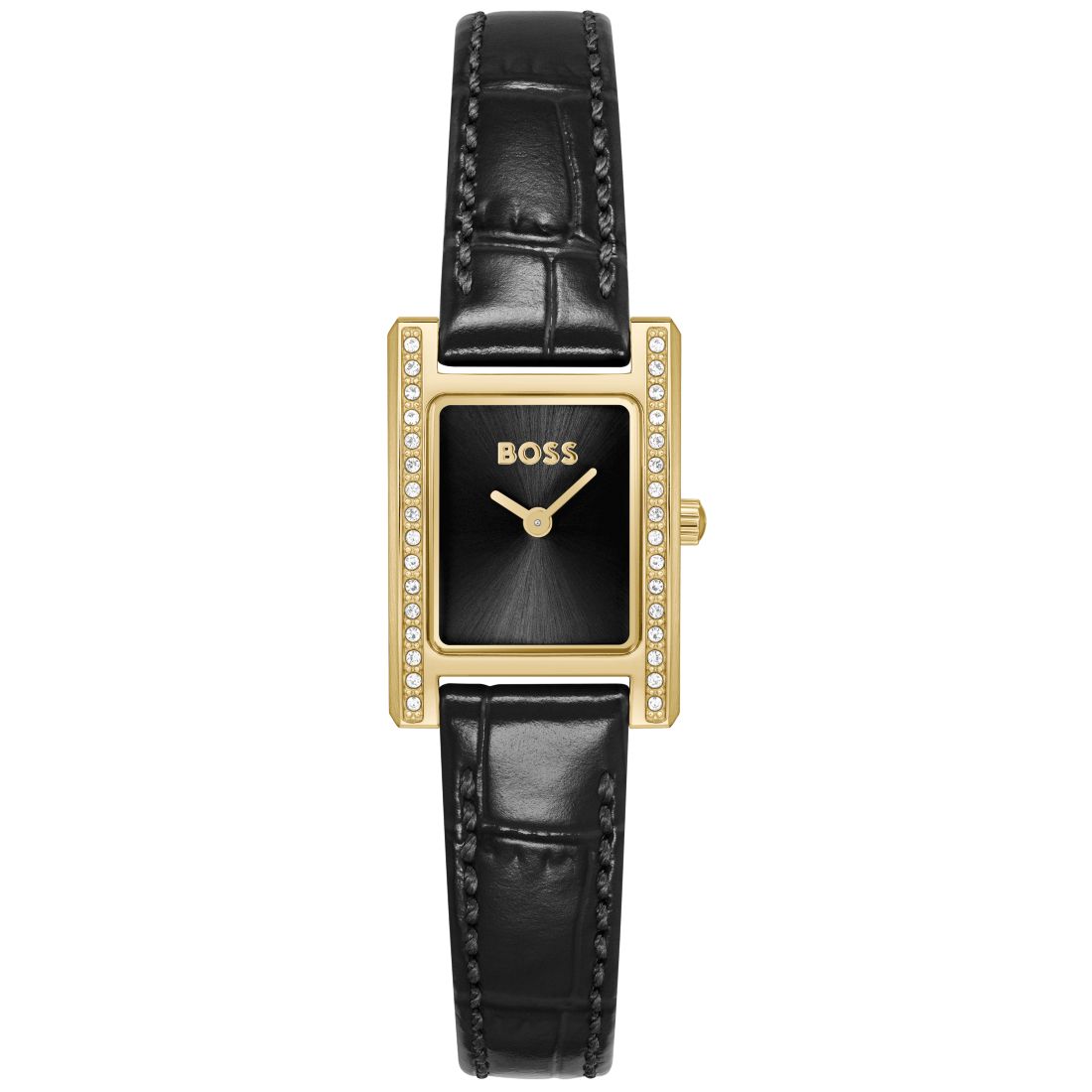 Hugo Boss Women's Lucy Precious Quartz Basic Mini Black Leather Watch, 18.50mm