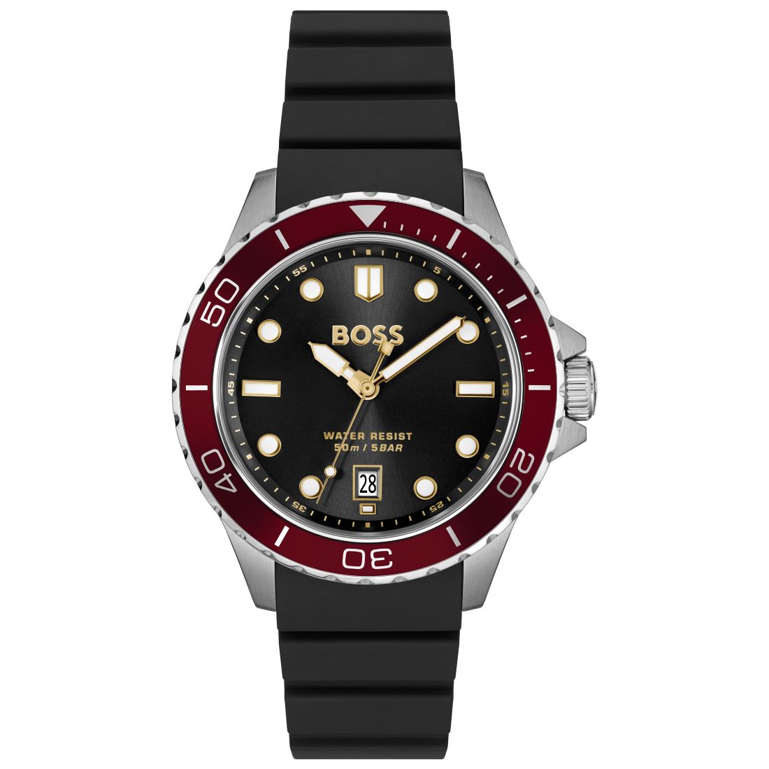 Hugo Boss Men's Troper Sport Quartz Basic Calendar Black Silicone Watch, 42mm