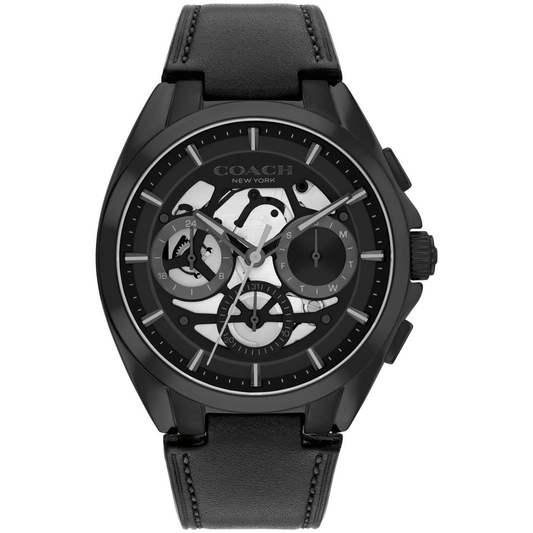 Coach Men's Jackson Black Leather Strap Watch, 41.5mm