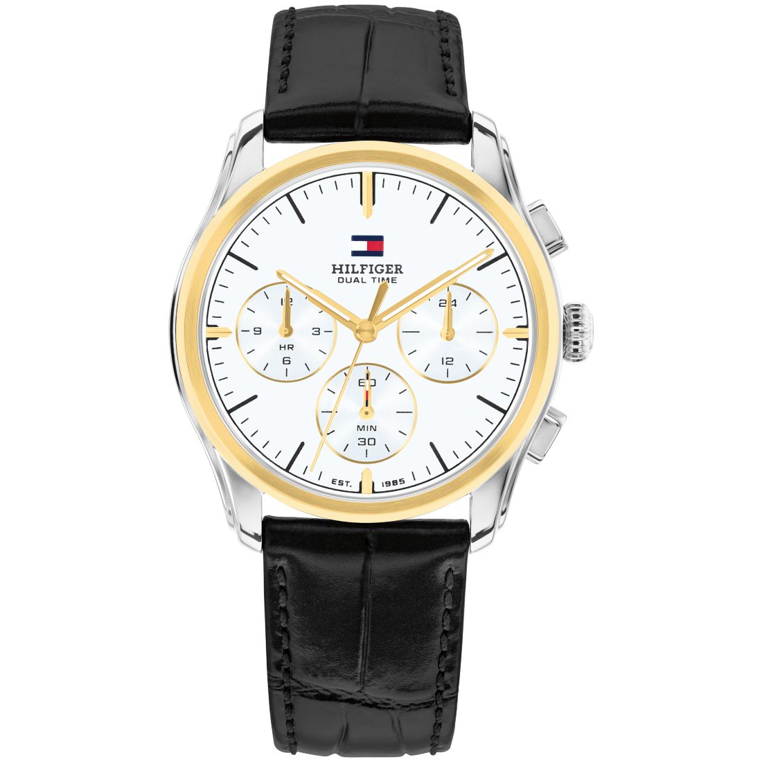 Tommy Hilfiger Men's Multi-Function Black Leather Strap Watch 38mm