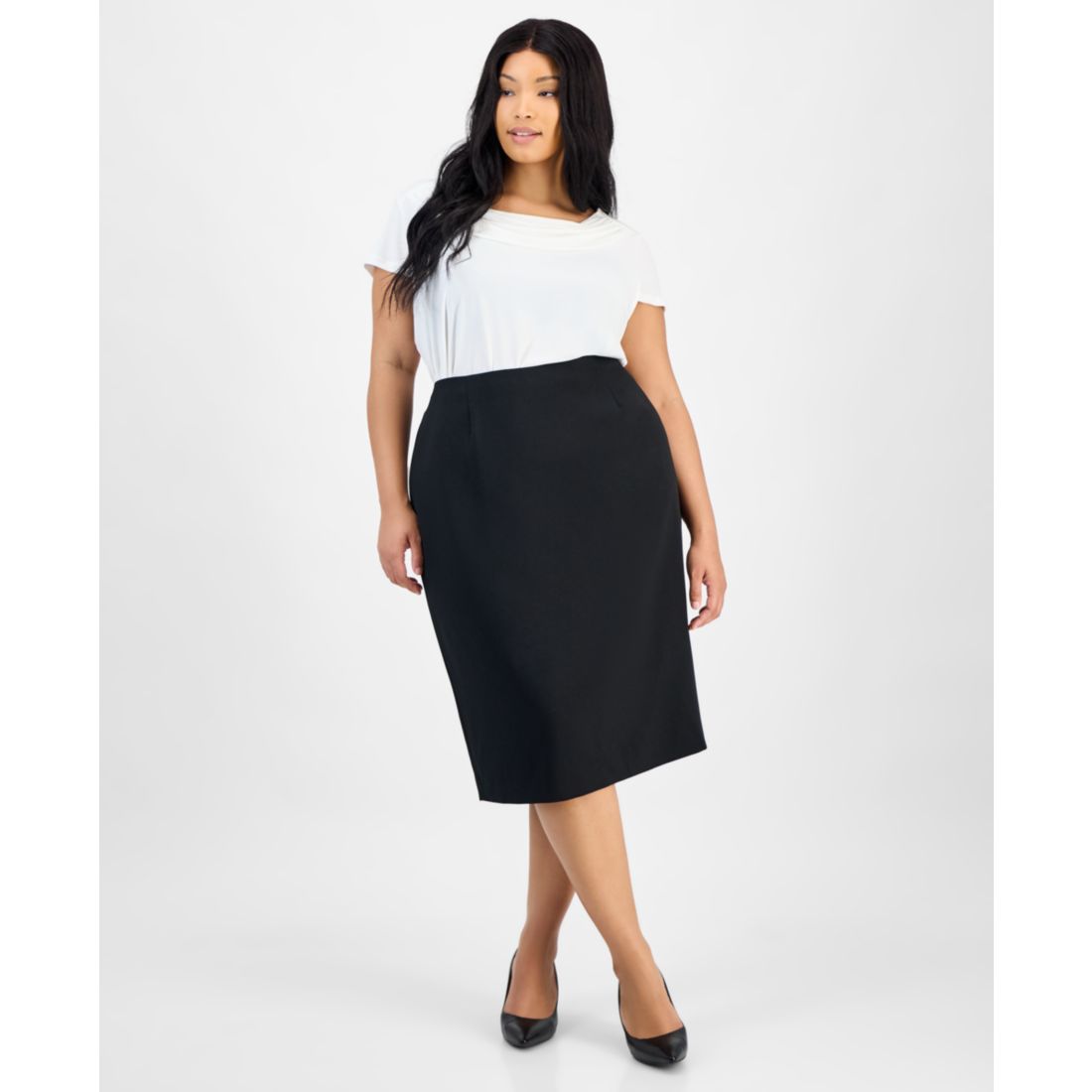Kasper Plus Size Skimmer Skirt