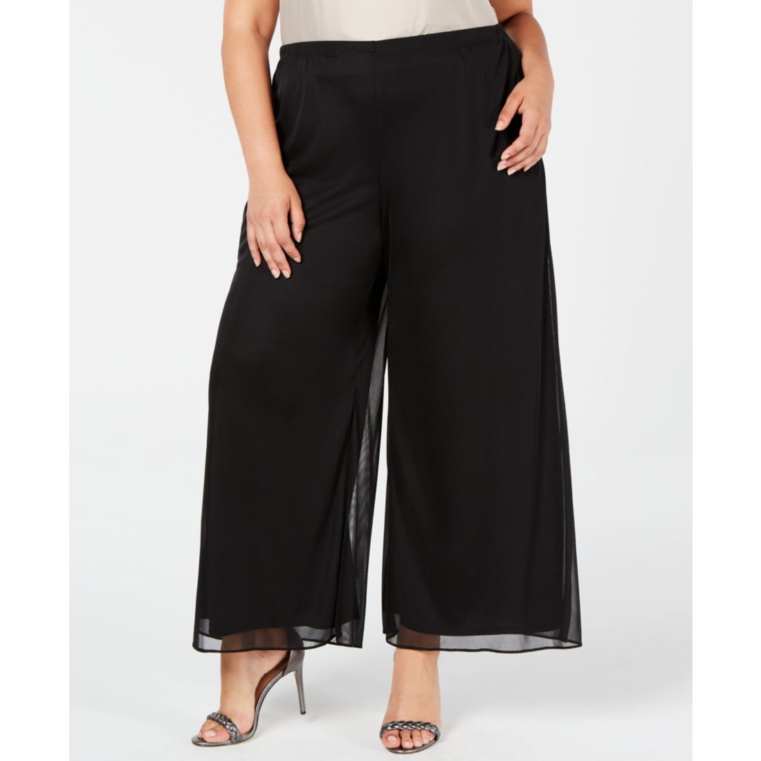 Msk Plus Size Mesh Wide-Leg Pants