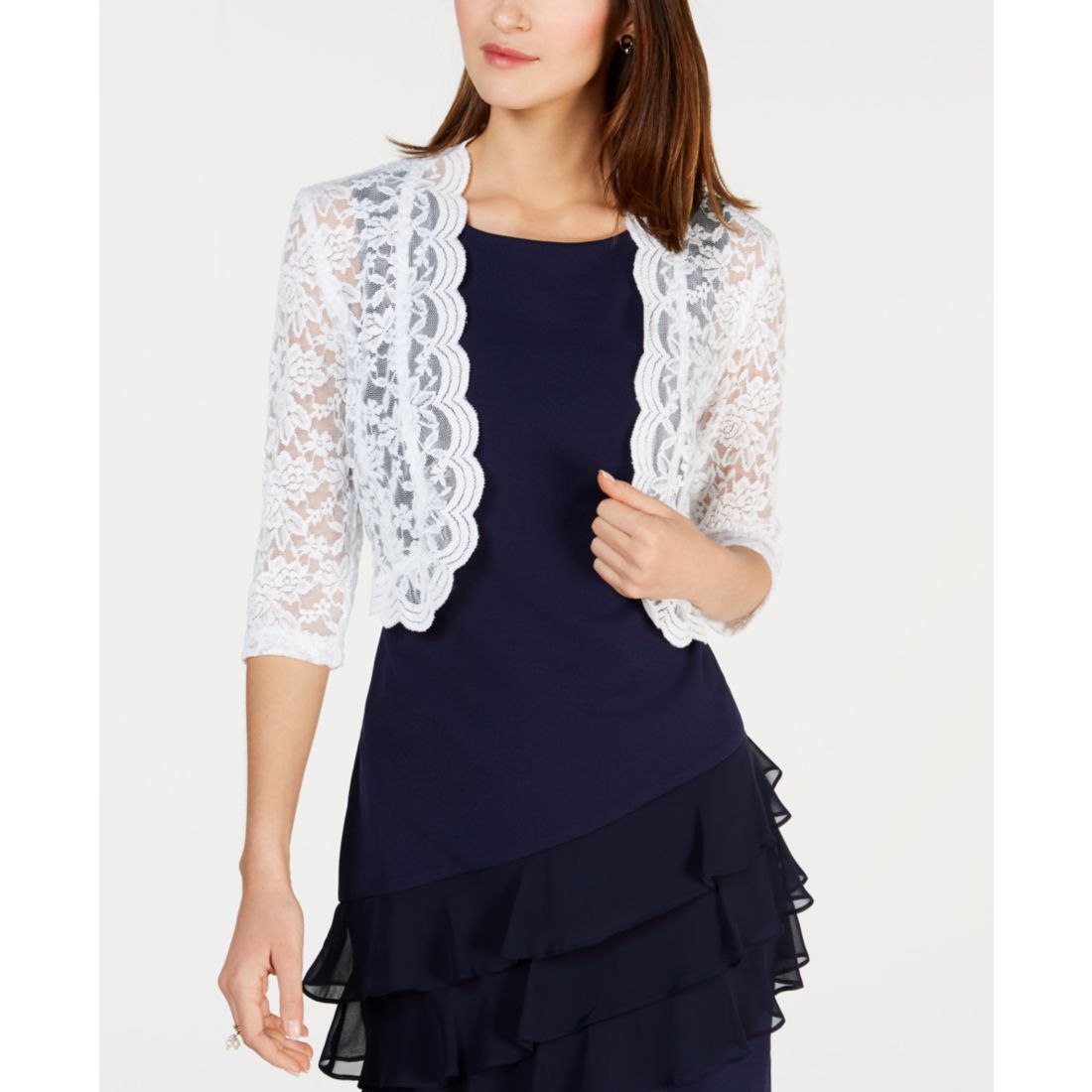 Connected Scalloped Lace Shrug
