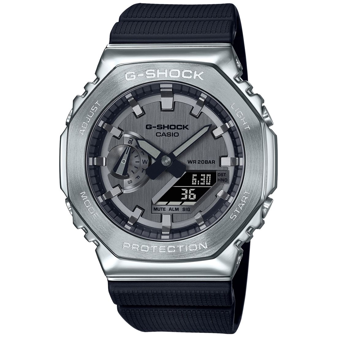 G-shock Men's Black & Silver-Tone Strap Watch 45.2mm