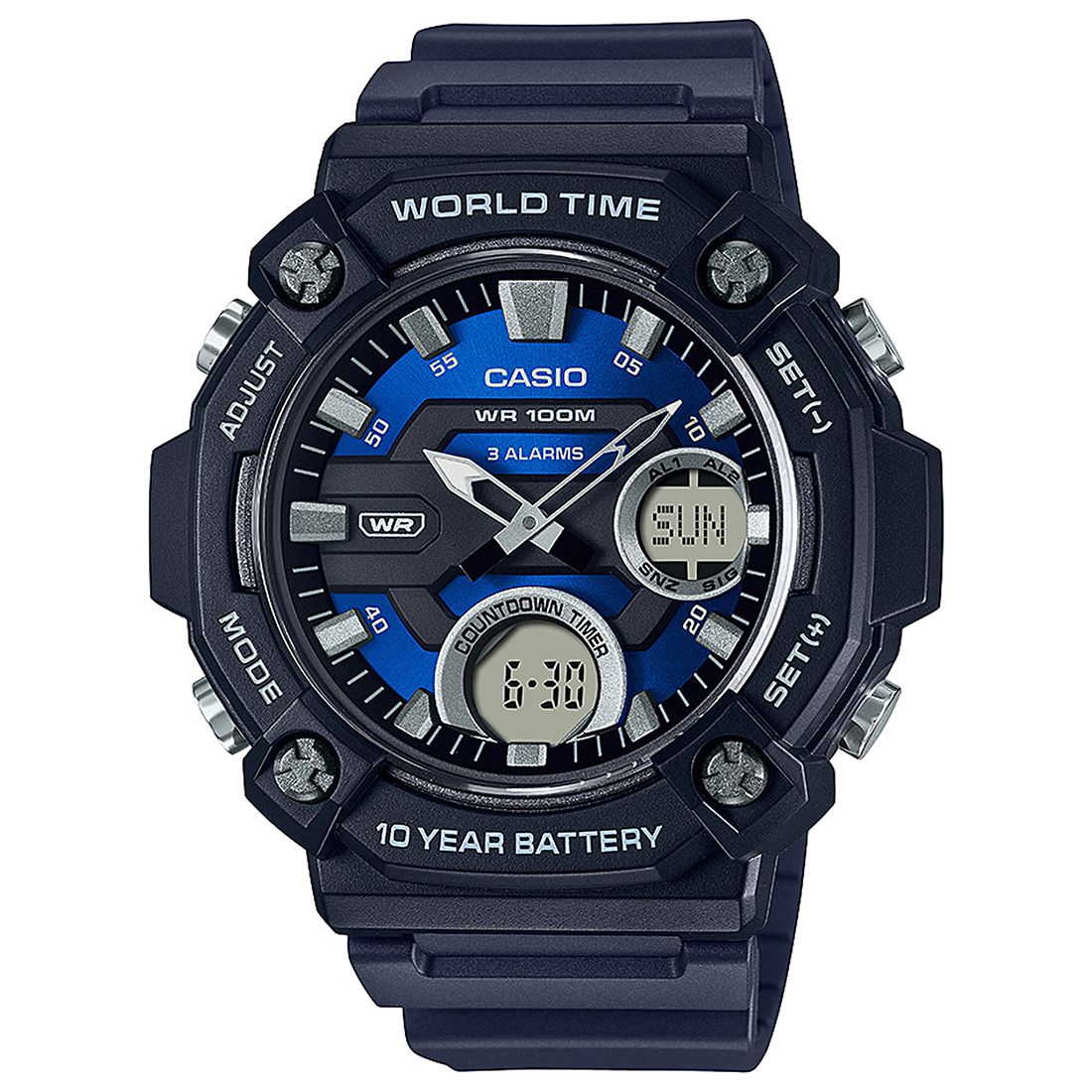 Casio Men's Analog Digital Black Resin Strap Watch 48mm