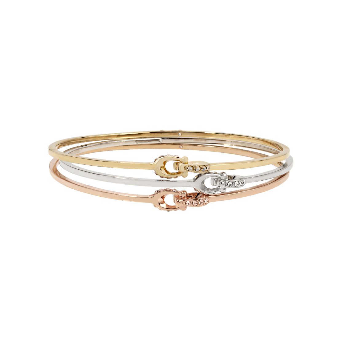 Coach Interlocking Signature C Stone Bangle Bracelet Set