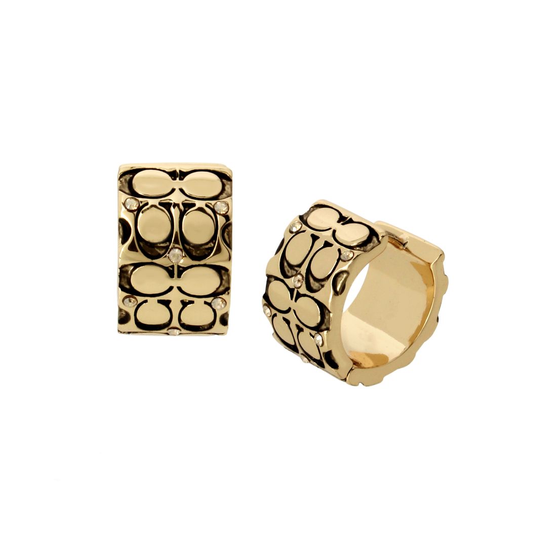 Coach Quilted C Huggie Earrings