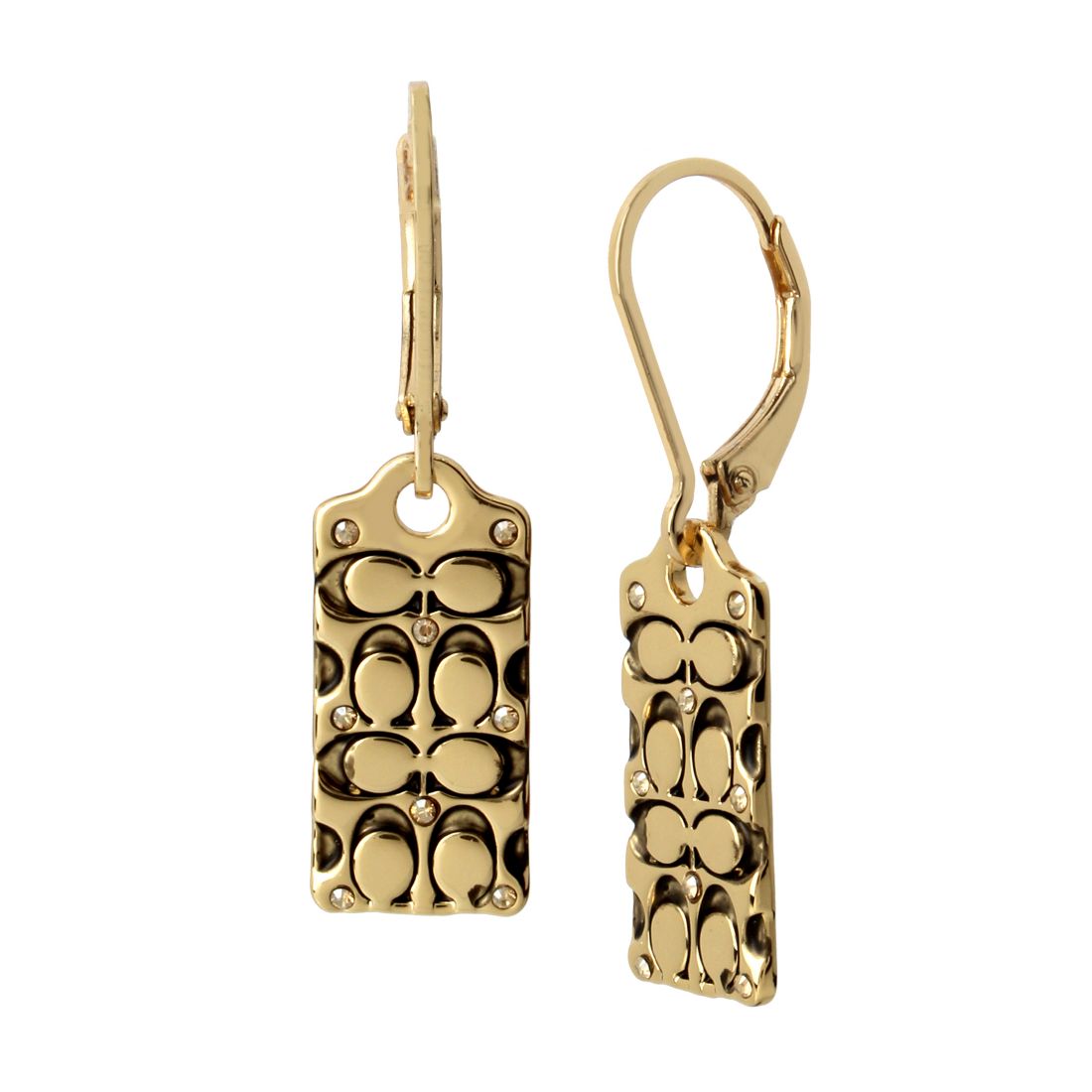 Coach Quilted C Drop Earrings
