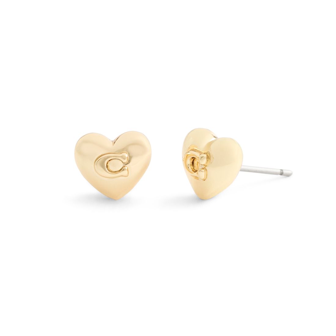 Coach Gold Plated Heart Stud Earrings