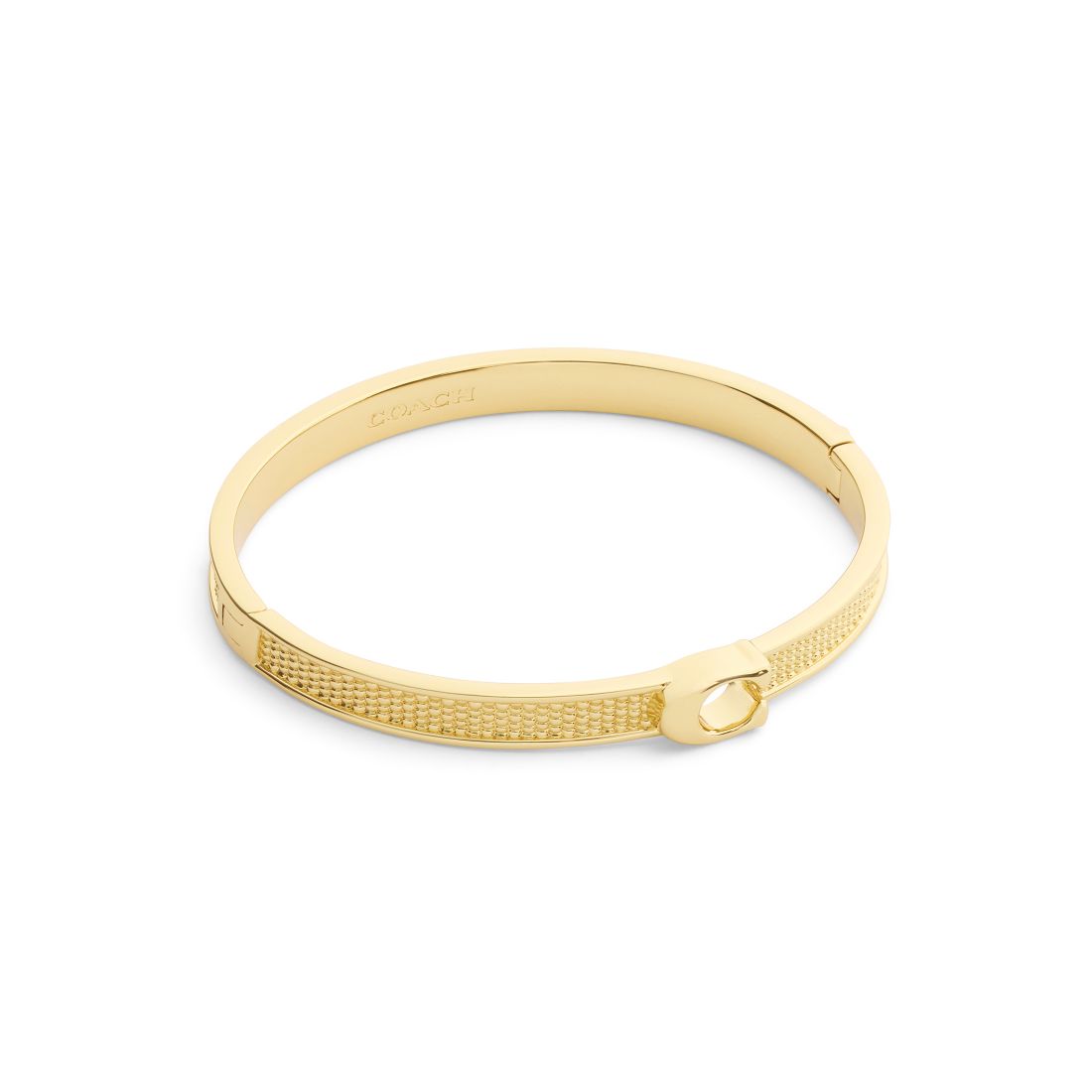 Coach Gold Signature C Textured Bangle Bracelet