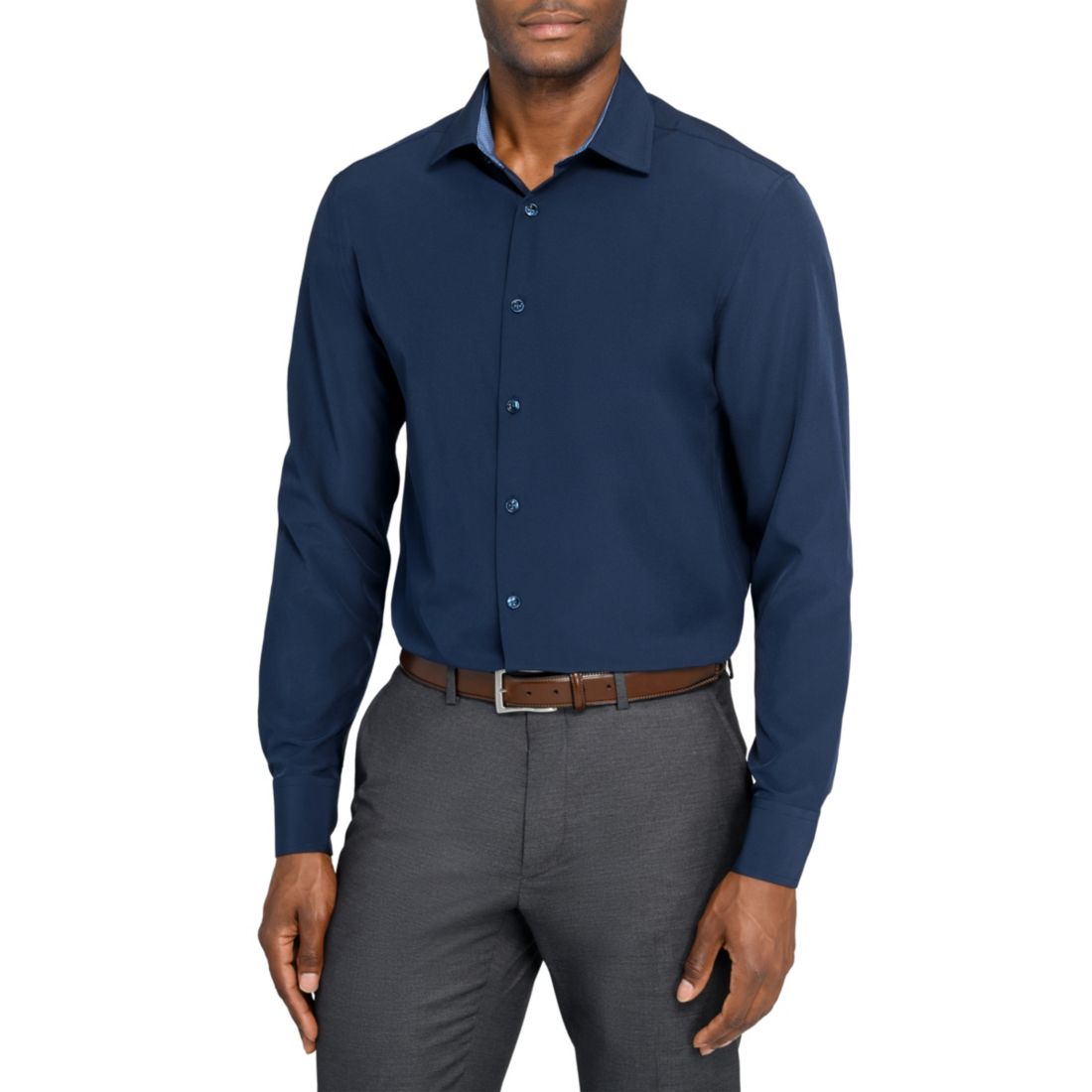 Construct Men's Slim-Fit Solid Performance Stretch Cooling Comfort Dress Shirt